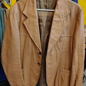 Tan Leather Blazer